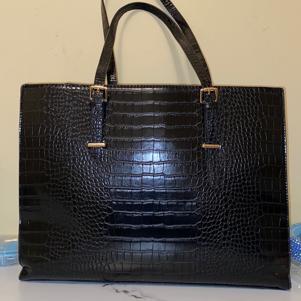 Crocodile black computer bag